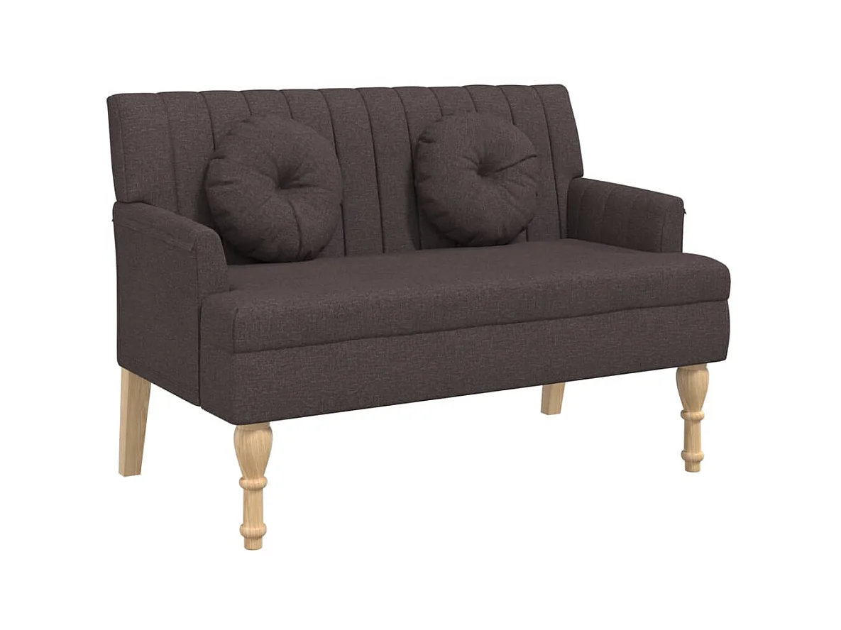 Banco con cojines tela marrón oscuro 113x64,5x75,5 cm ES71830