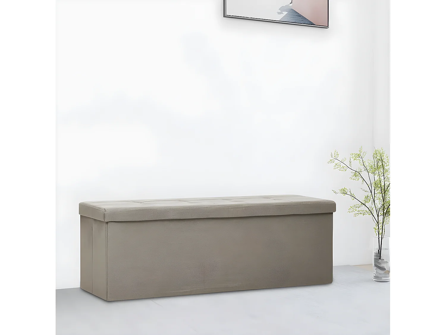 Banc de rangement pliable Taupe Faux lin -ASAF78728