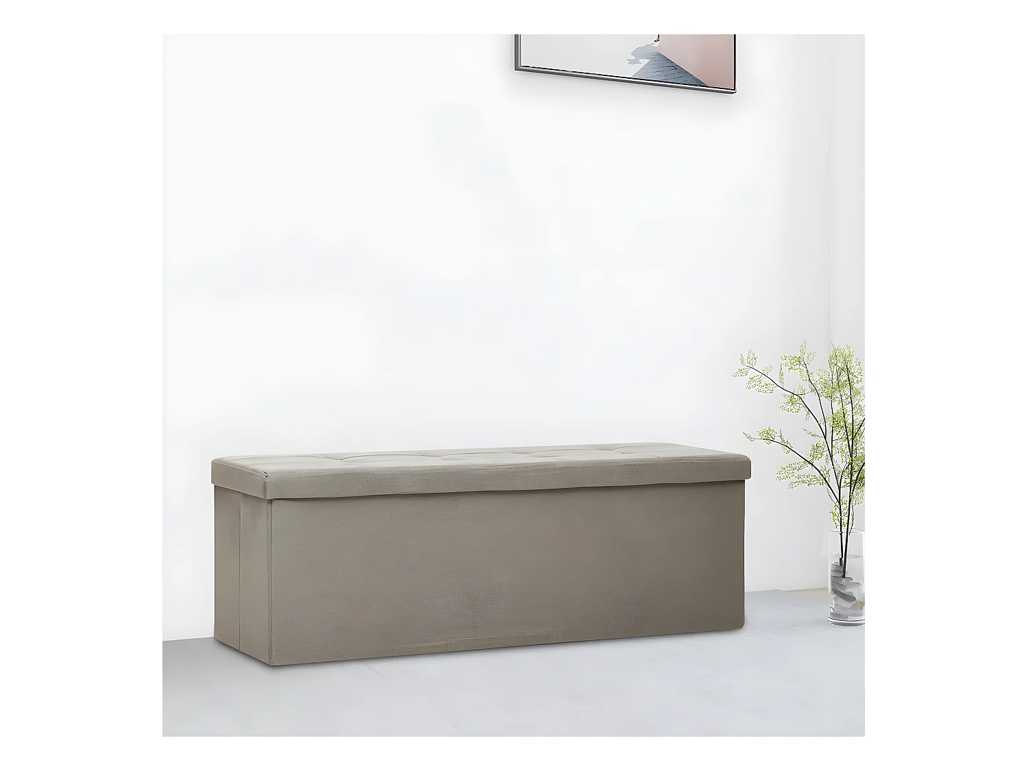 Banc de rangement pliable Taupe Faux lin -ASAF78728