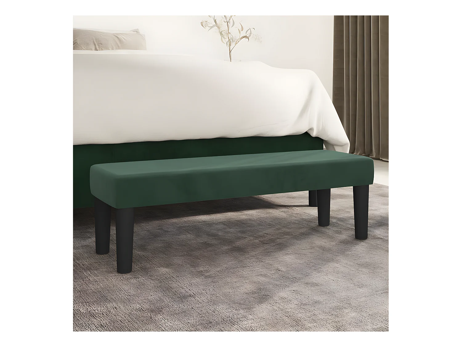 Banc chic Vert foncé 100x30x30 cm Velours -ASAF18584