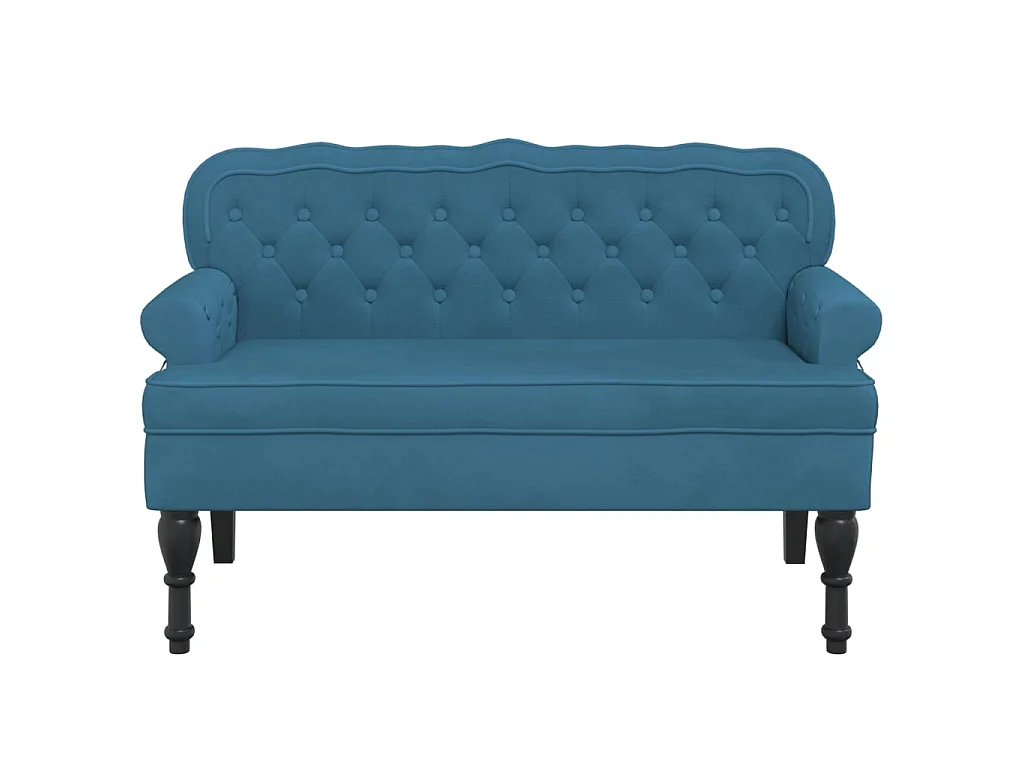 Banc avec dossier bleu 119,5x64,5x75 cm velours -ASAF34631