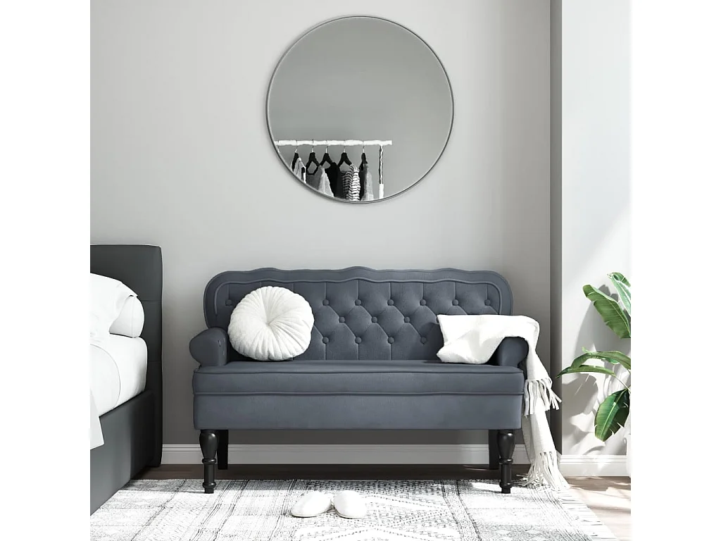 Banc avec dossier gris foncé 119,5x64,5x75 cm velours -ASAF95051