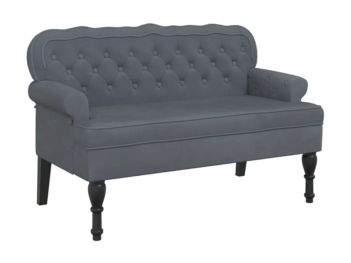 Banc avec dossier gris foncé 119,5x64,5x75 cm velours -ASAF95051