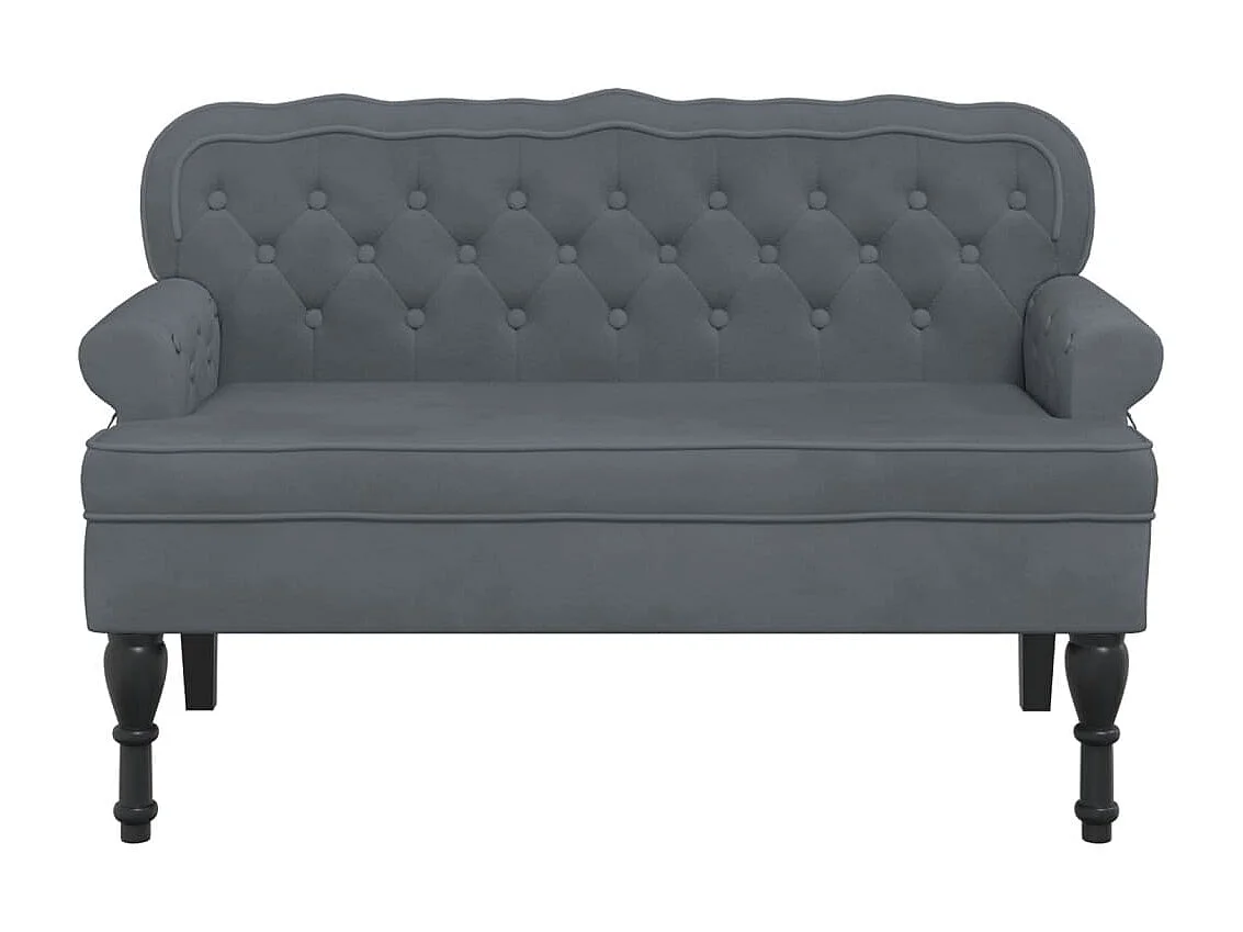 Banc avec dossier gris foncé 119,5x64,5x75 cm velours -ASAF95051