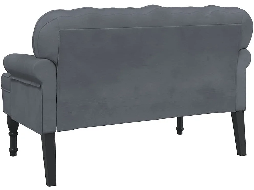 Banc avec dossier gris foncé 119,5x64,5x75 cm velours -ASAF95051
