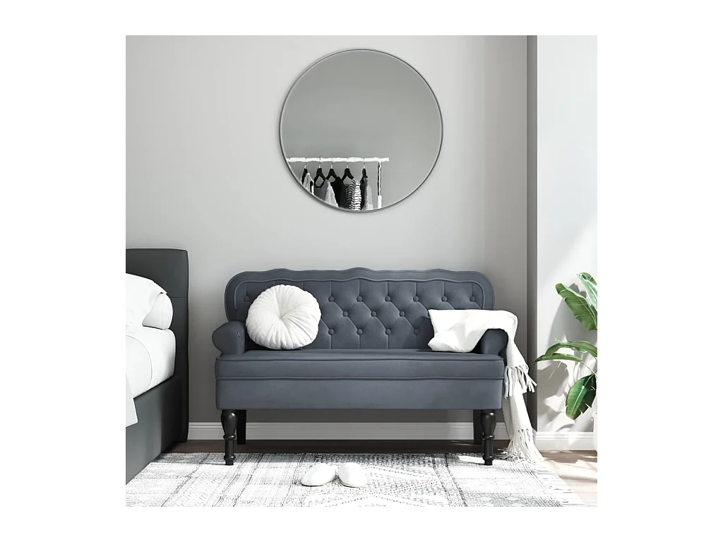 Banc avec dossier gris foncé 119,5x64,5x75 cm velours -ASAF95051