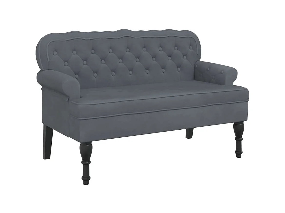 Banc avec dossier gris foncé 119,5x64,5x75 cm velours -ASAF95051