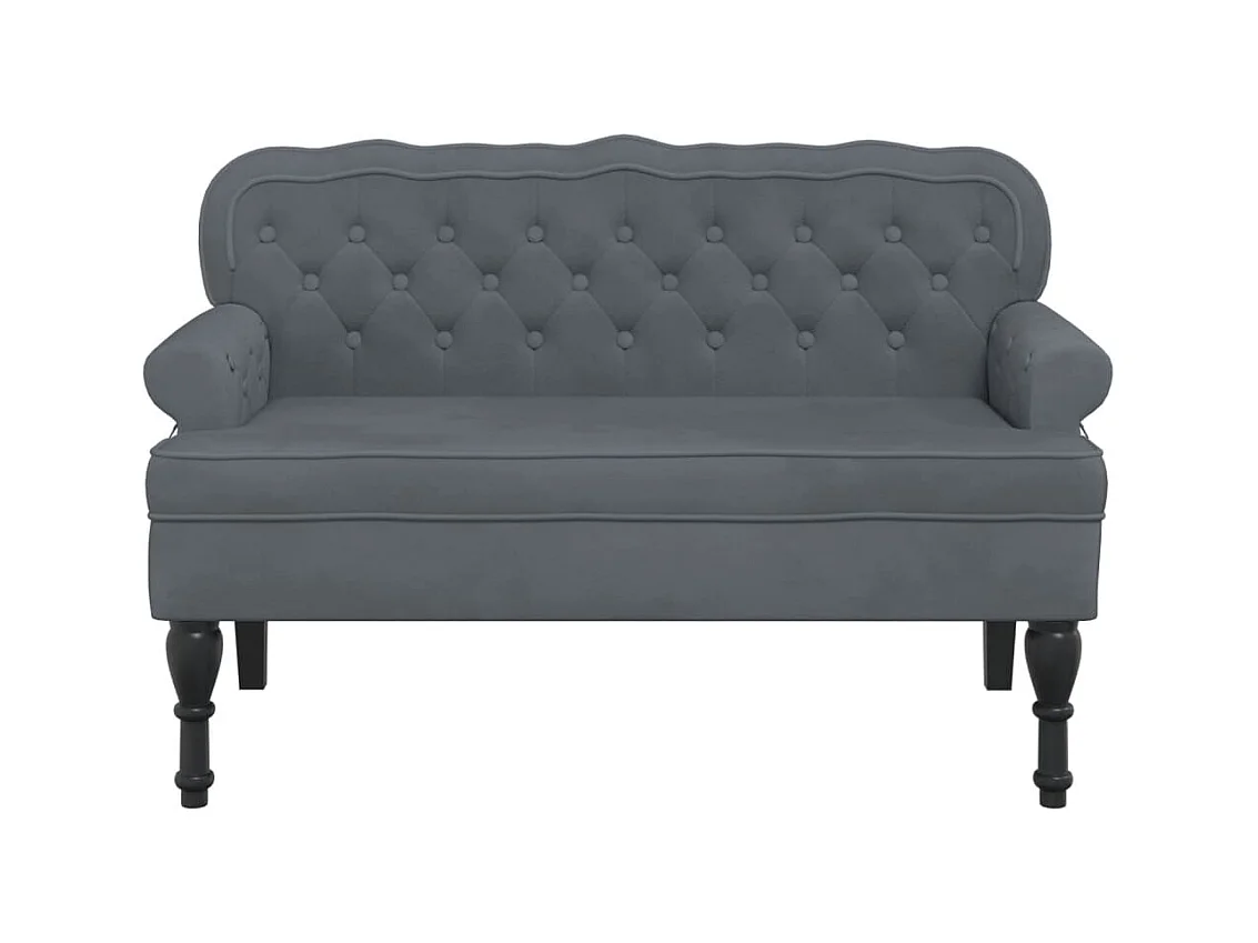 Banc avec dossier gris foncé 119,5x64,5x75 cm velours -ASAF95051