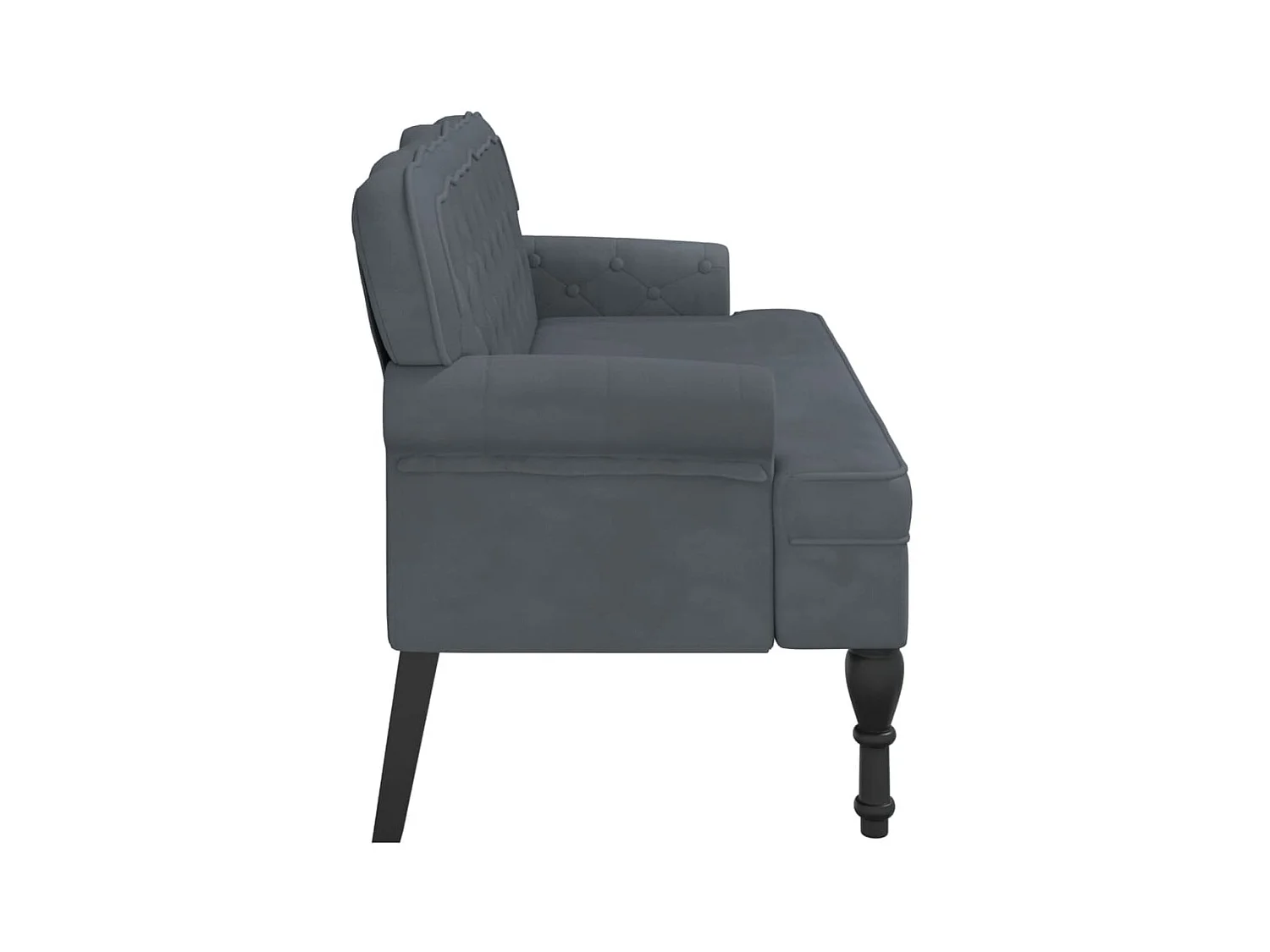 Banc avec dossier gris foncé 119,5x64,5x75 cm velours -ASAF95051