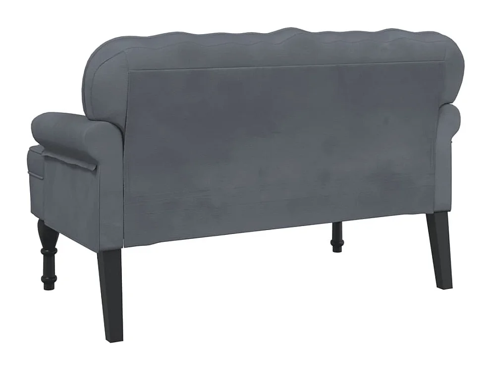 Banc avec dossier gris foncé 119,5x64,5x75 cm velours -ASAF95051
