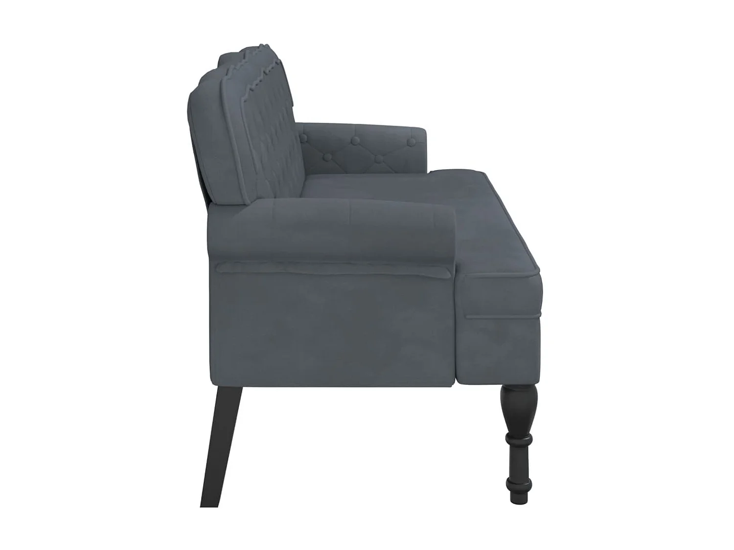 Banc avec dossier gris foncé 119,5x64,5x75 cm velours -ASAF95051