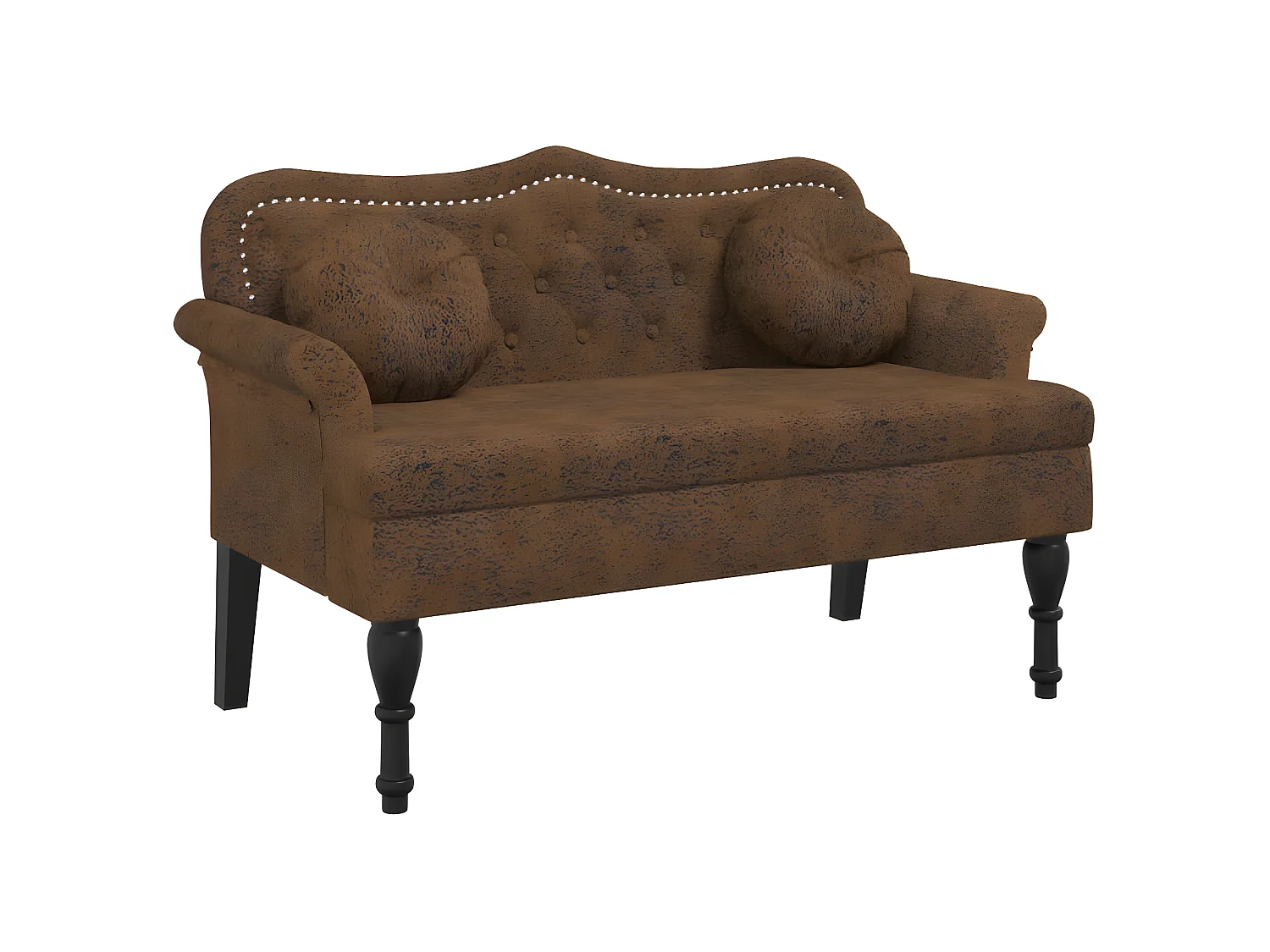 Banc avec coussins marron 120,5x65x75 cm similicuir daim -ASAF48201