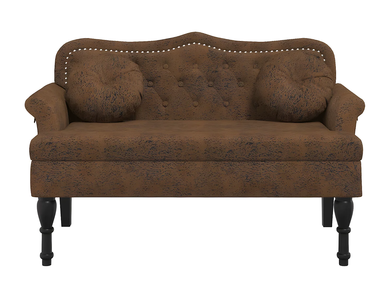 Banc avec coussins marron 120,5x65x75 cm similicuir daim -ASAF48201