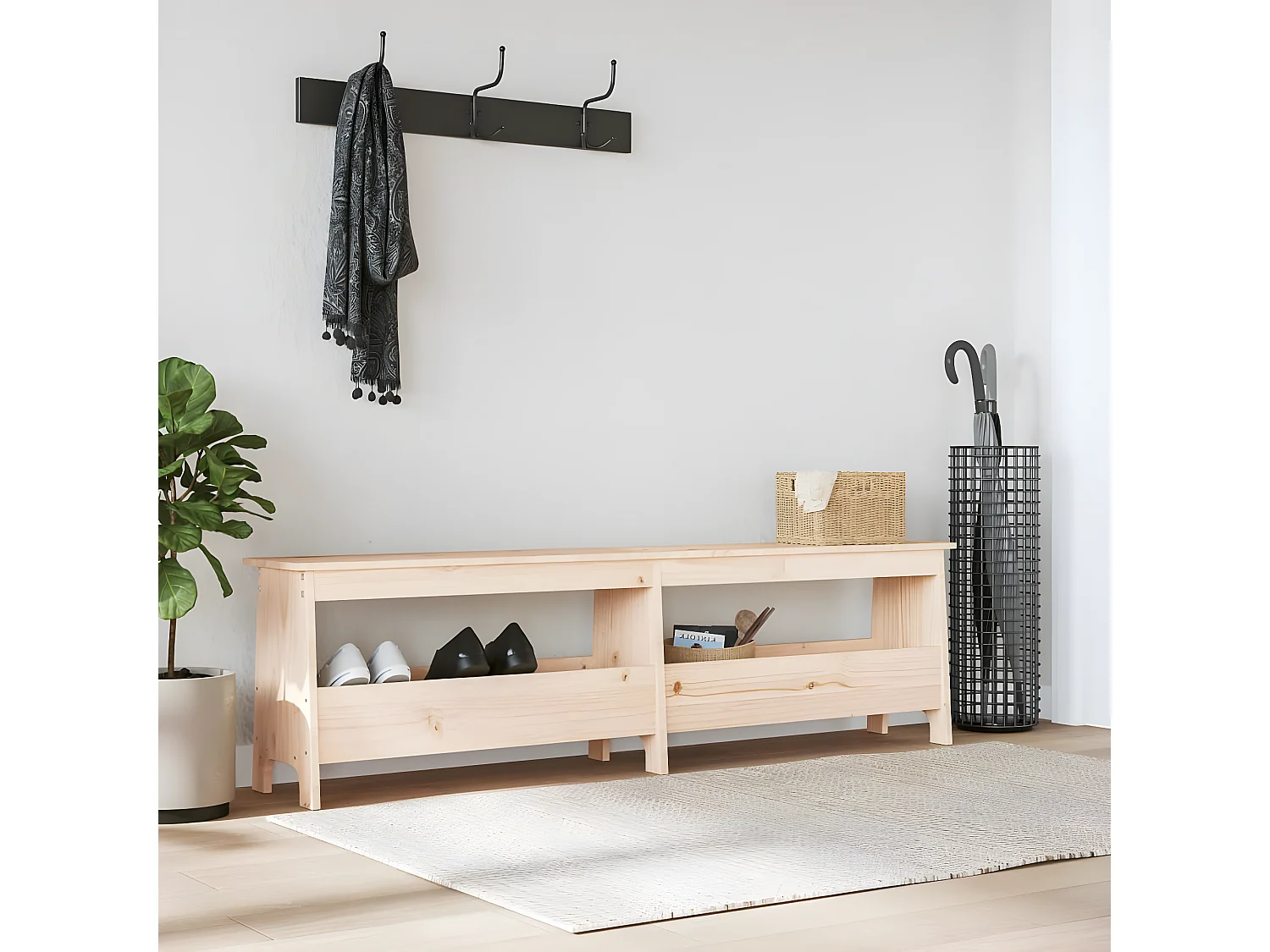 Banc d'entrée 160x28x45 cm bois de pin massif -ASAF29612