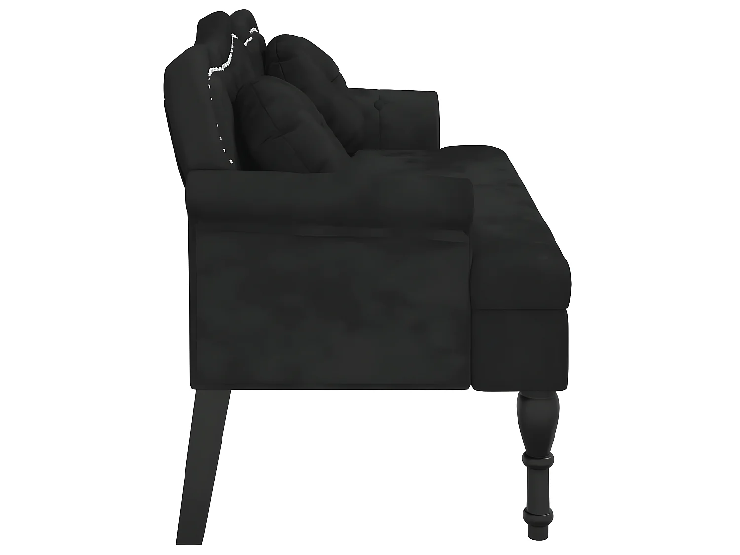 Banc avec coussins noir 120,5x65x75 cm velours -ASAF24352
