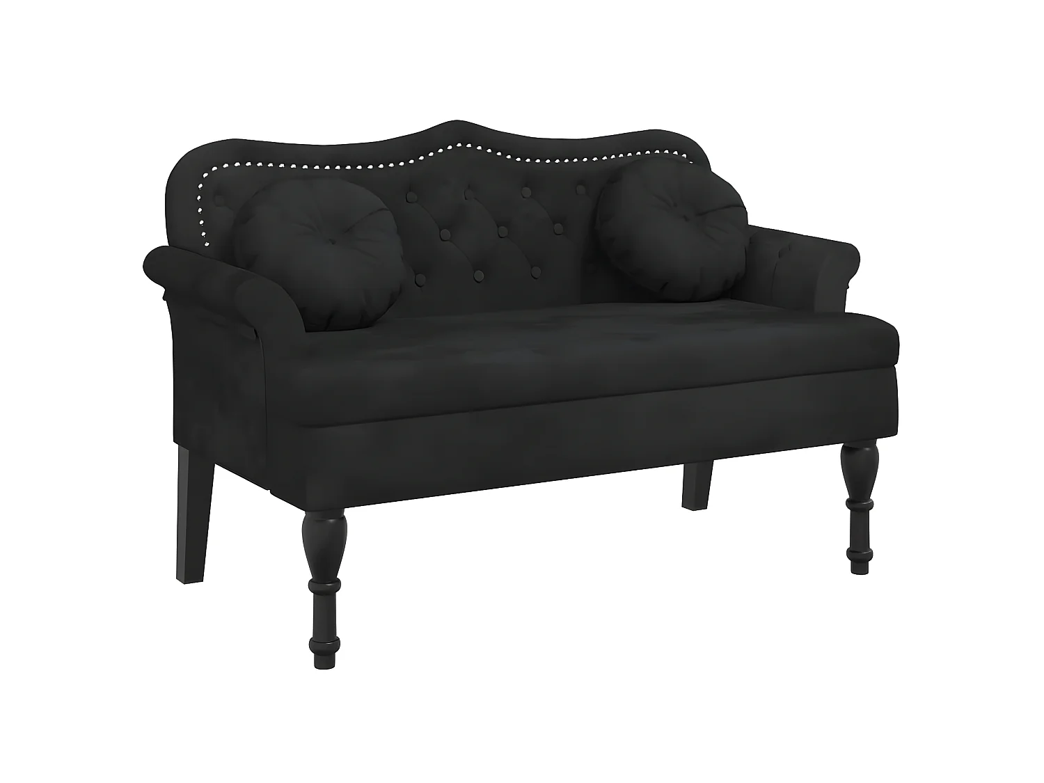 Banc avec coussins noir 120,5x65x75 cm velours -ASAF24352