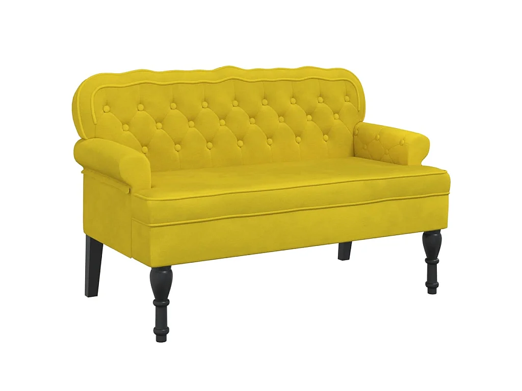 Banc avec dossier jaune 119,5x64,5x75 cm velours -ASAF23076