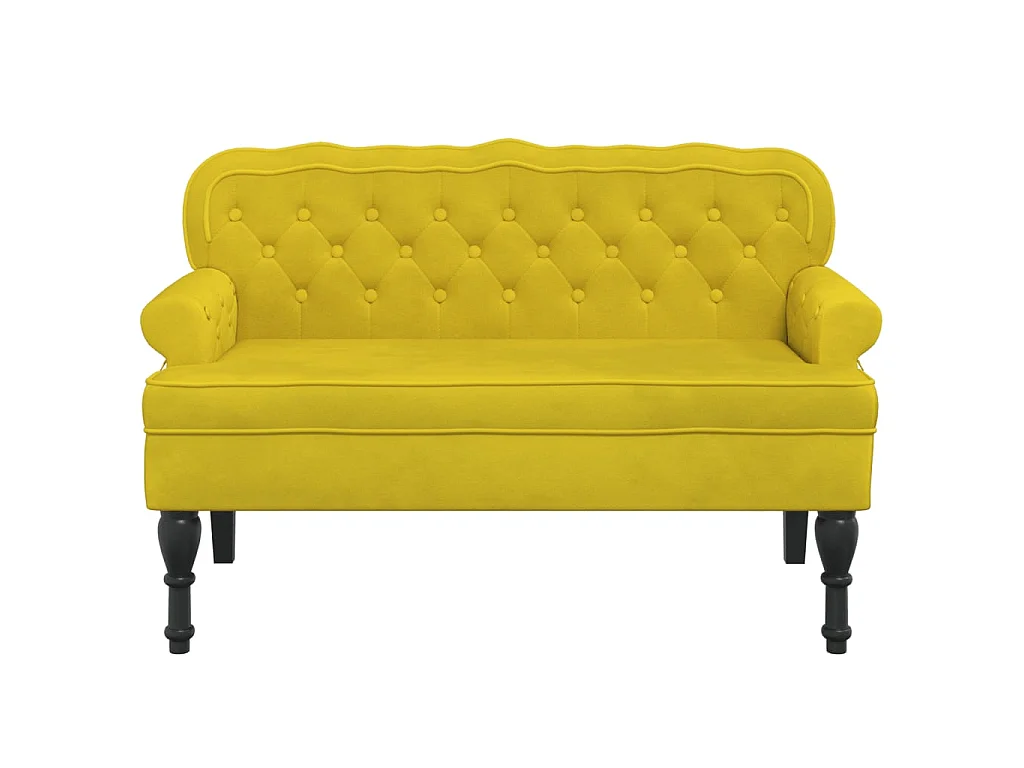 Banc avec dossier jaune 119,5x64,5x75 cm velours -ASAF23076