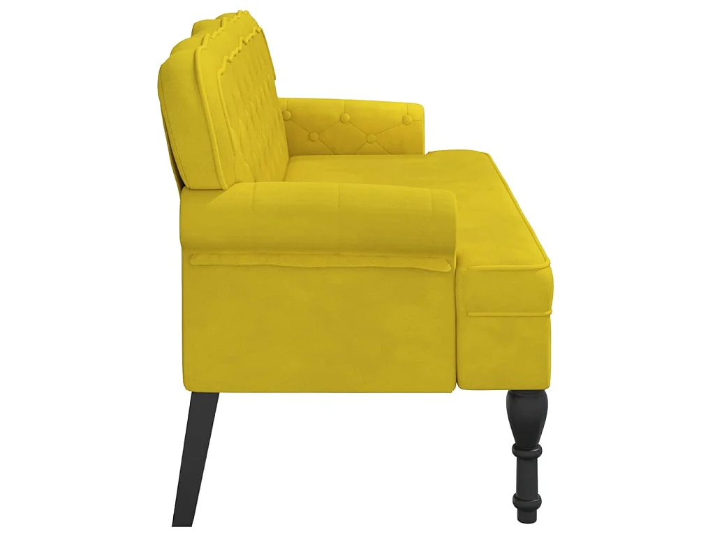 Banc avec dossier jaune 119,5x64,5x75 cm velours -ASAF23076