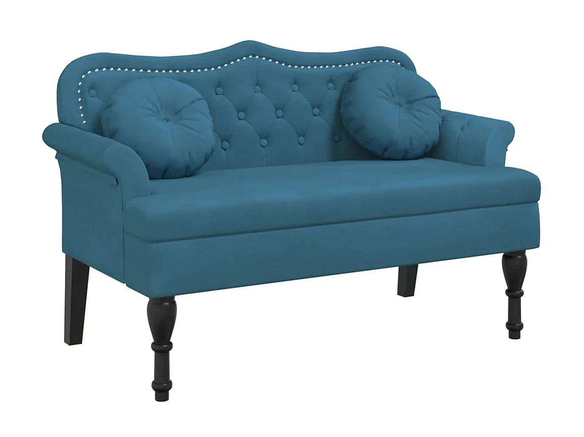 Banc avec coussins bleu 120,5x65x75 cm velours -ASAF81345