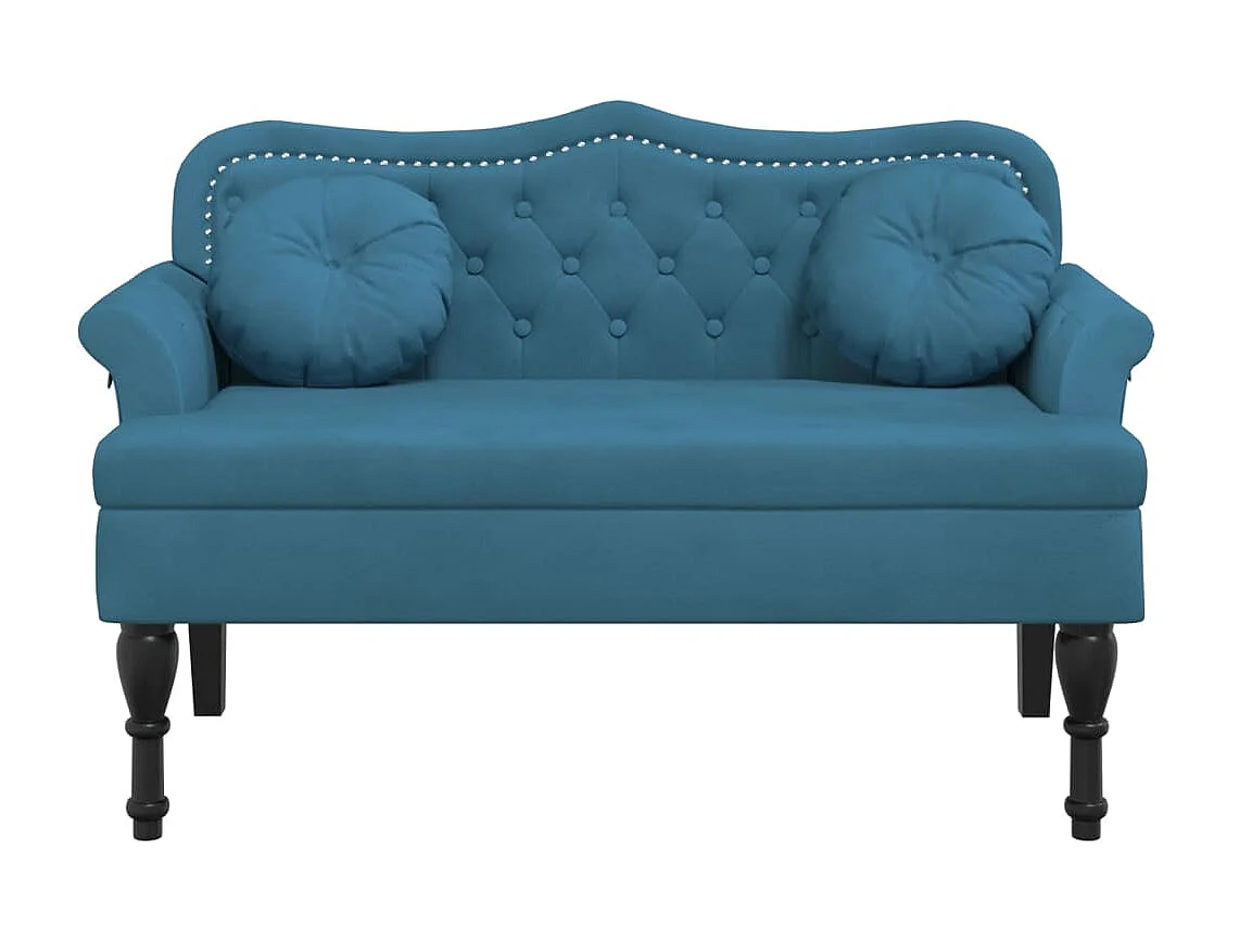 Banc avec coussins bleu 120,5x65x75 cm velours -ASAF81345