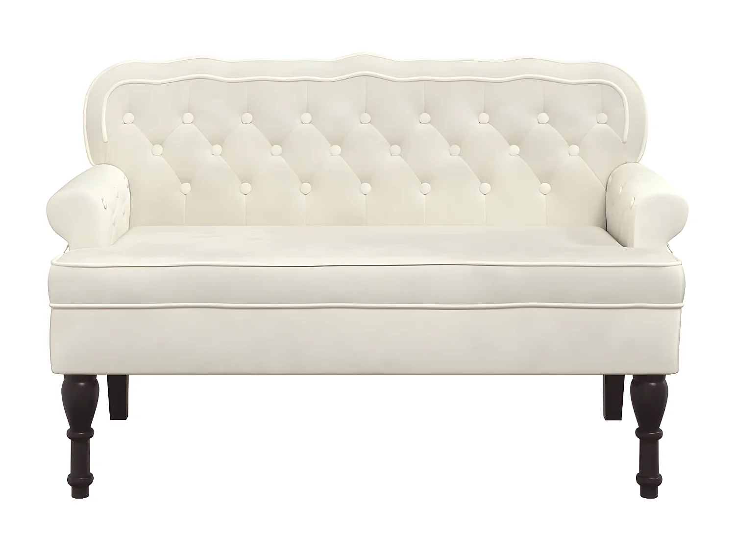 Banc avec dossier crème 119,5x64,5x75 cm velours -ASAF14566