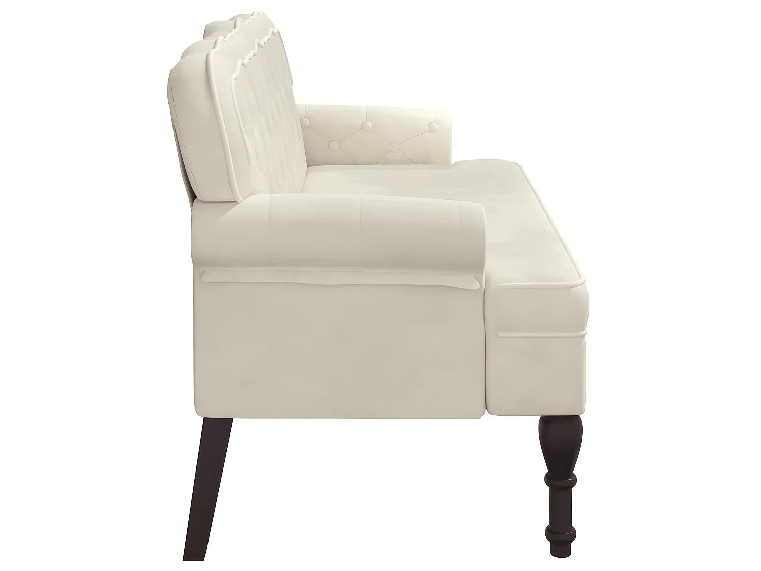 Banc avec dossier crème 119,5x64,5x75 cm velours -ASAF14566