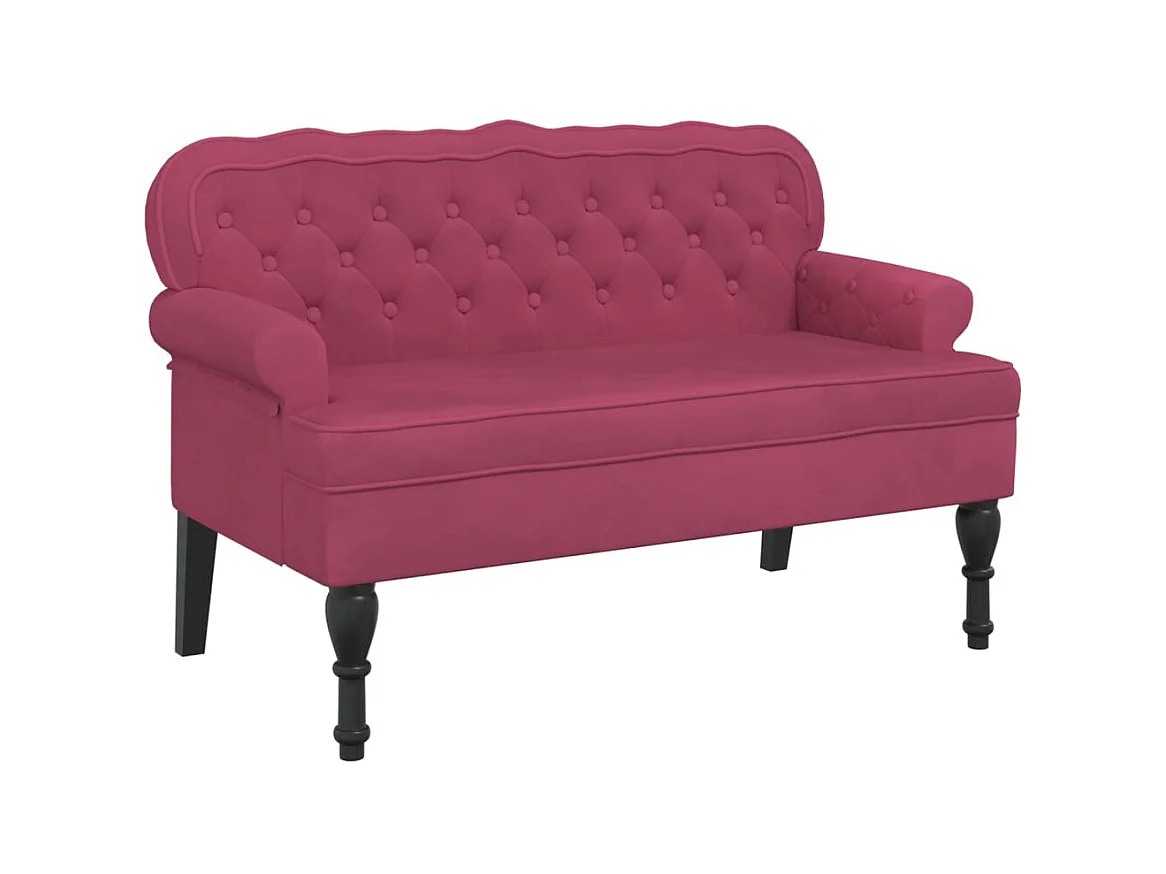 Banc avec dossier bordeaux 119,5x64,5x75 cm velours -ASAF41096