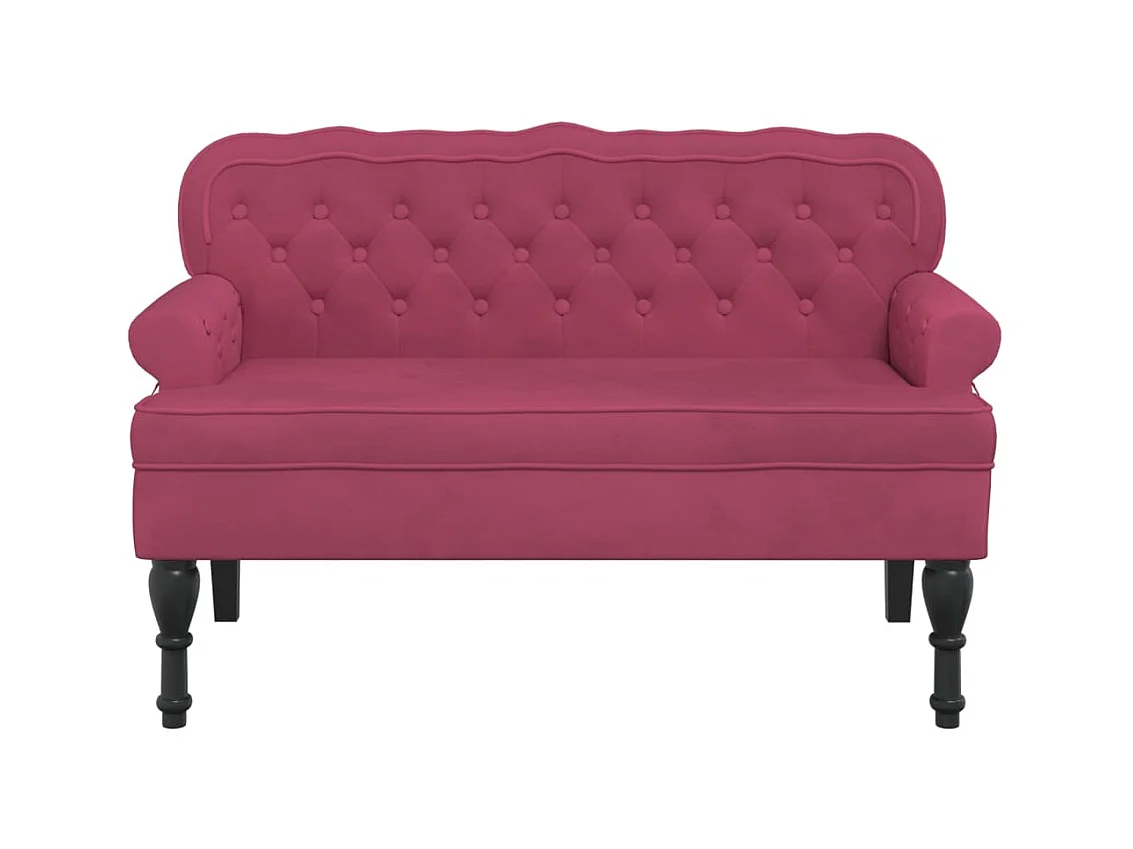 Banc avec dossier bordeaux 119,5x64,5x75 cm velours -ASAF41096