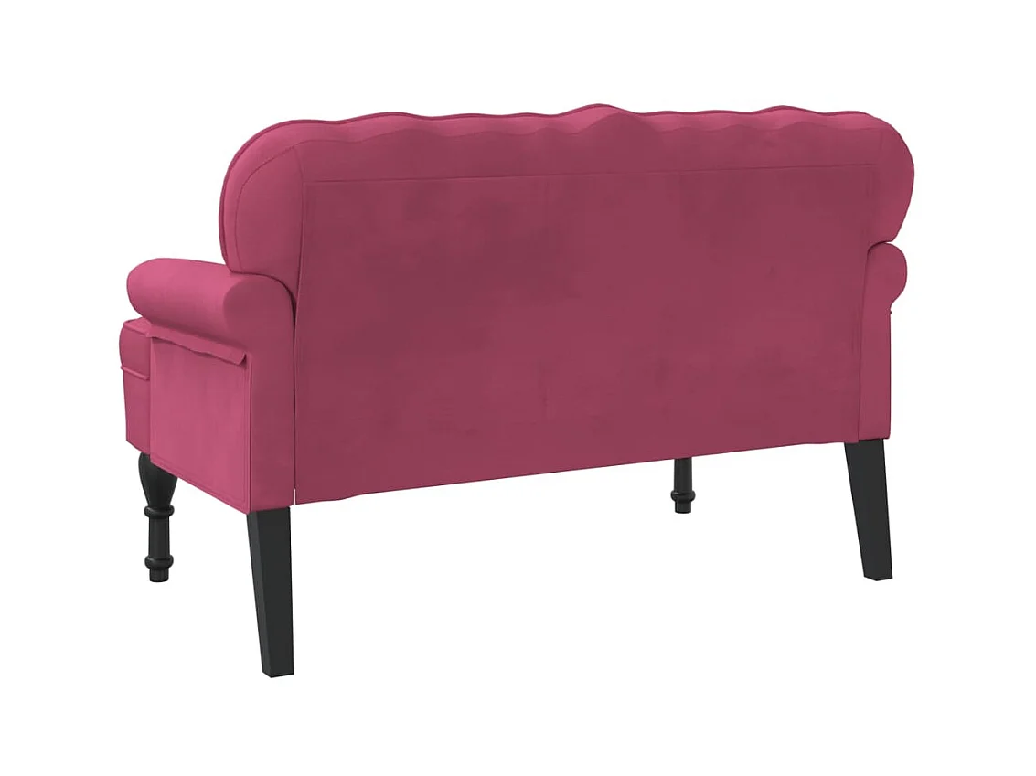 Banc avec dossier bordeaux 119,5x64,5x75 cm velours -ASAF41096