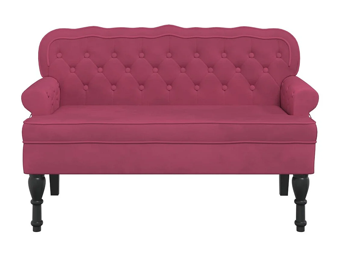 Banc avec dossier bordeaux 119,5x64,5x75 cm velours -ASAF41096