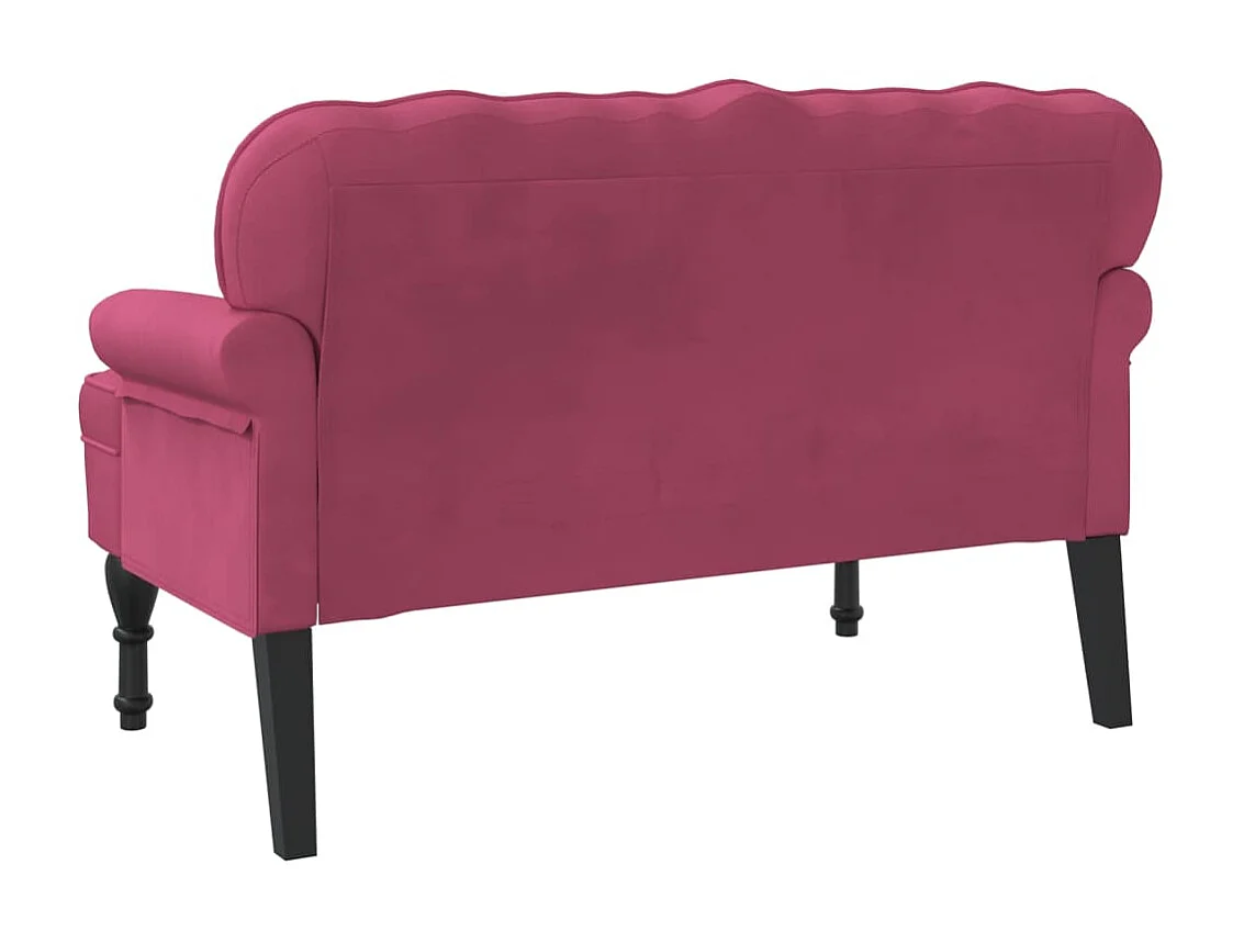 Banc avec dossier bordeaux 119,5x64,5x75 cm velours -ASAF41096