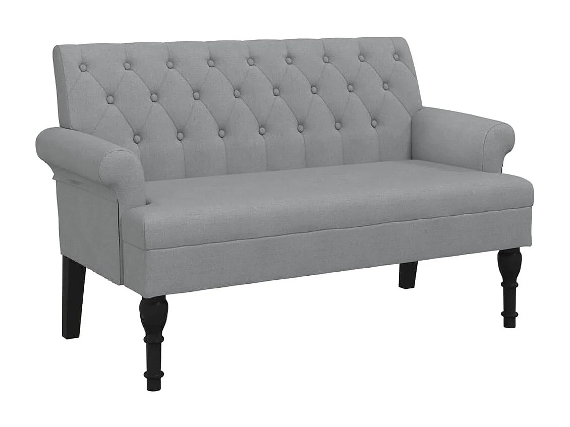 Banc avec dossier gris clair 120x62x75,5 cm tissu -ASAF76031