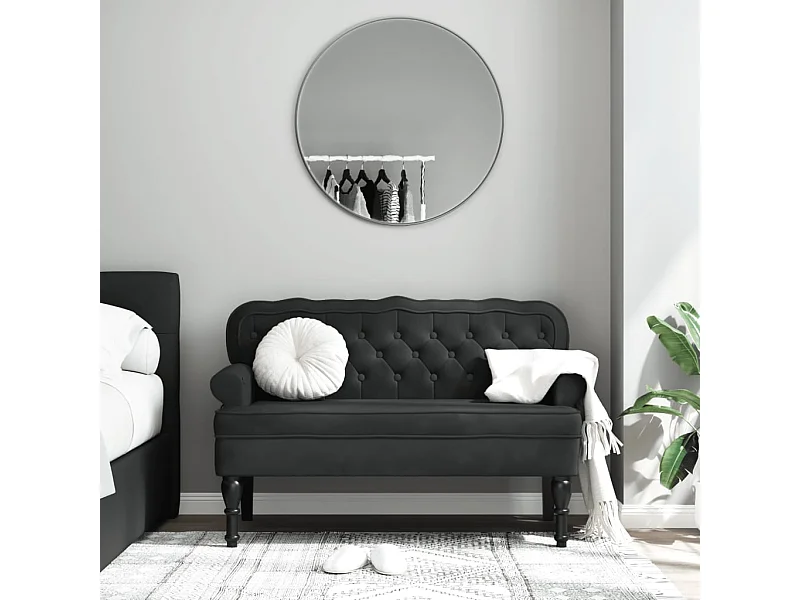 Bankje met rugleuning 119,5x64,5x75 cm fluweel zwart NL190123