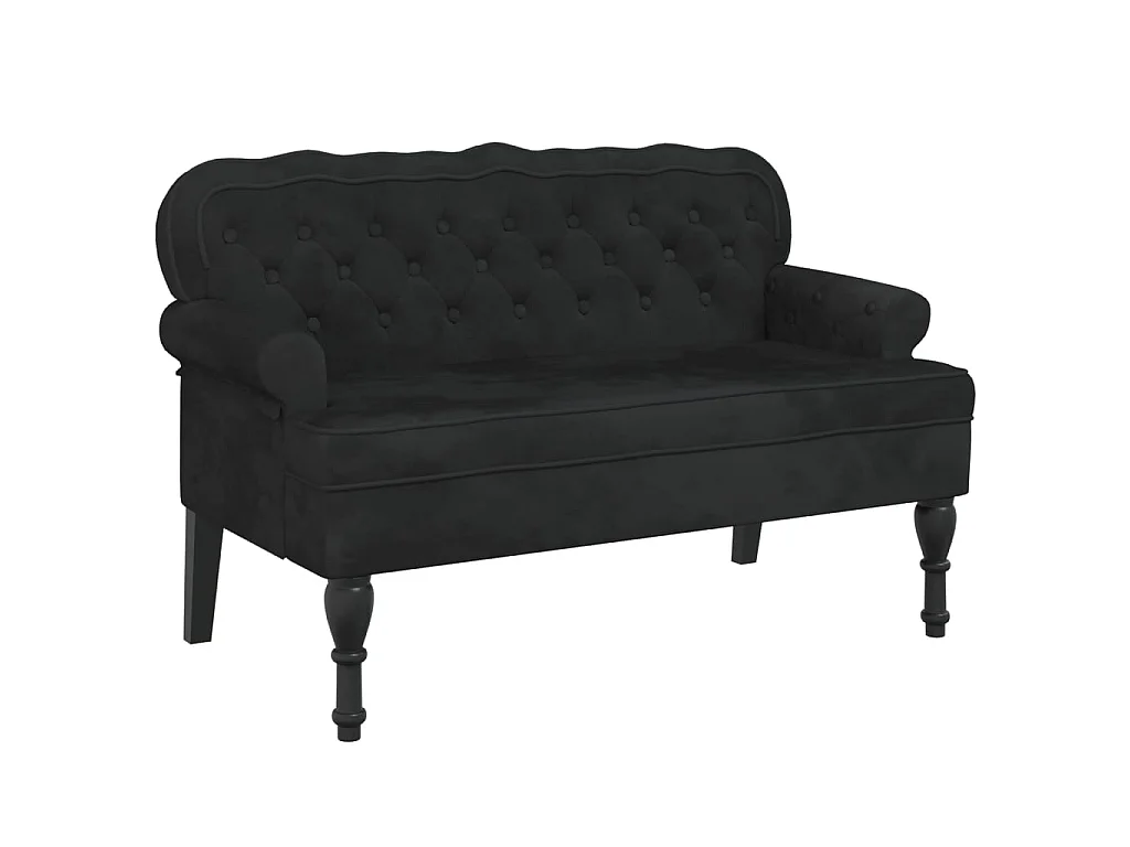 Banc avec dossier noir 119,5x64,5x75 cm velours -ASAF19469