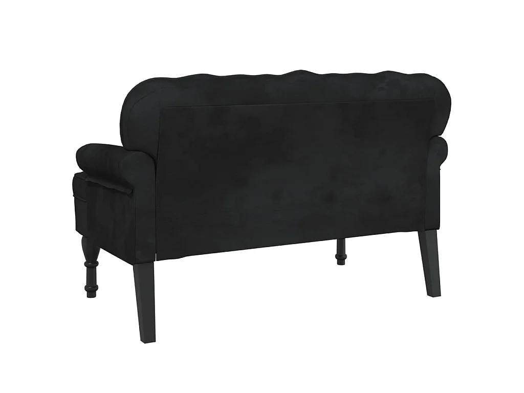 Banc avec dossier noir 119,5x64,5x75 cm velours -ASAF19469