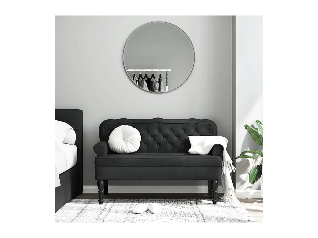 Banc avec dossier noir 119,5x64,5x75 cm velours -ASAF19469