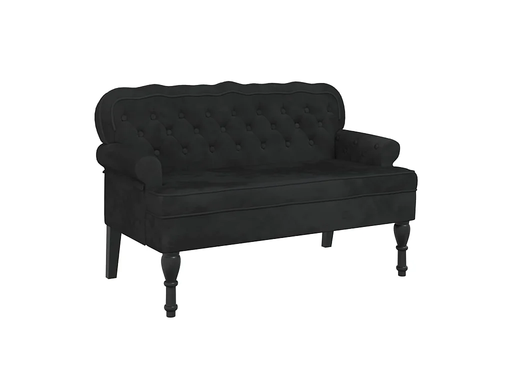 Banco con respaldo terciopelo negro 119,5x64,5x75 cm ES33957