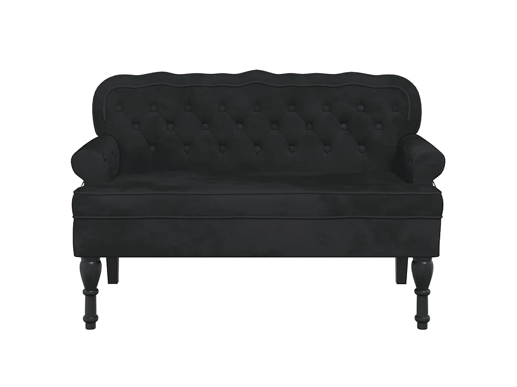 Banc avec dossier noir 119,5x64,5x75 cm velours -ASAF19469