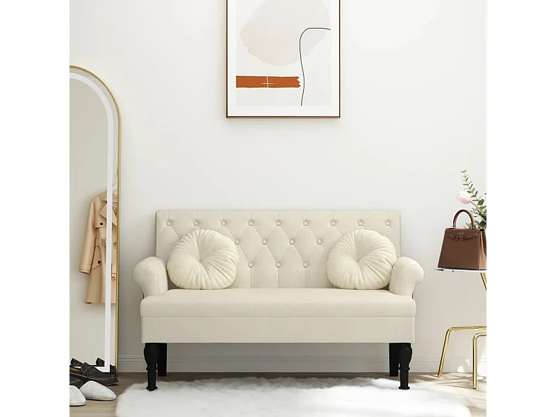 Banc avec dossier lin 120x62x75,5 cm tissu -ASAF30152