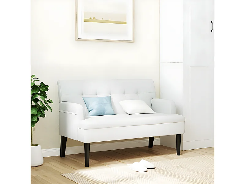 Banc avec dossier blanc 112x65,5x75 cm similicuir -ASAF39360