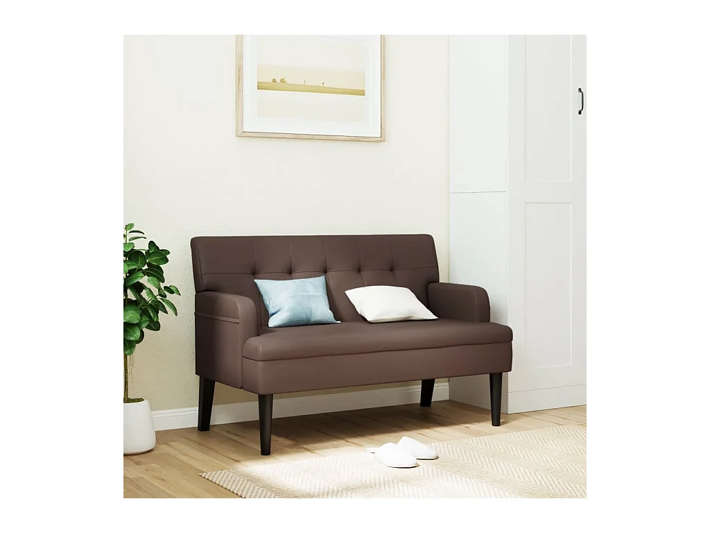 Banc avec dossier marron 112x65,5x75 cm similicuir -ASAF11735