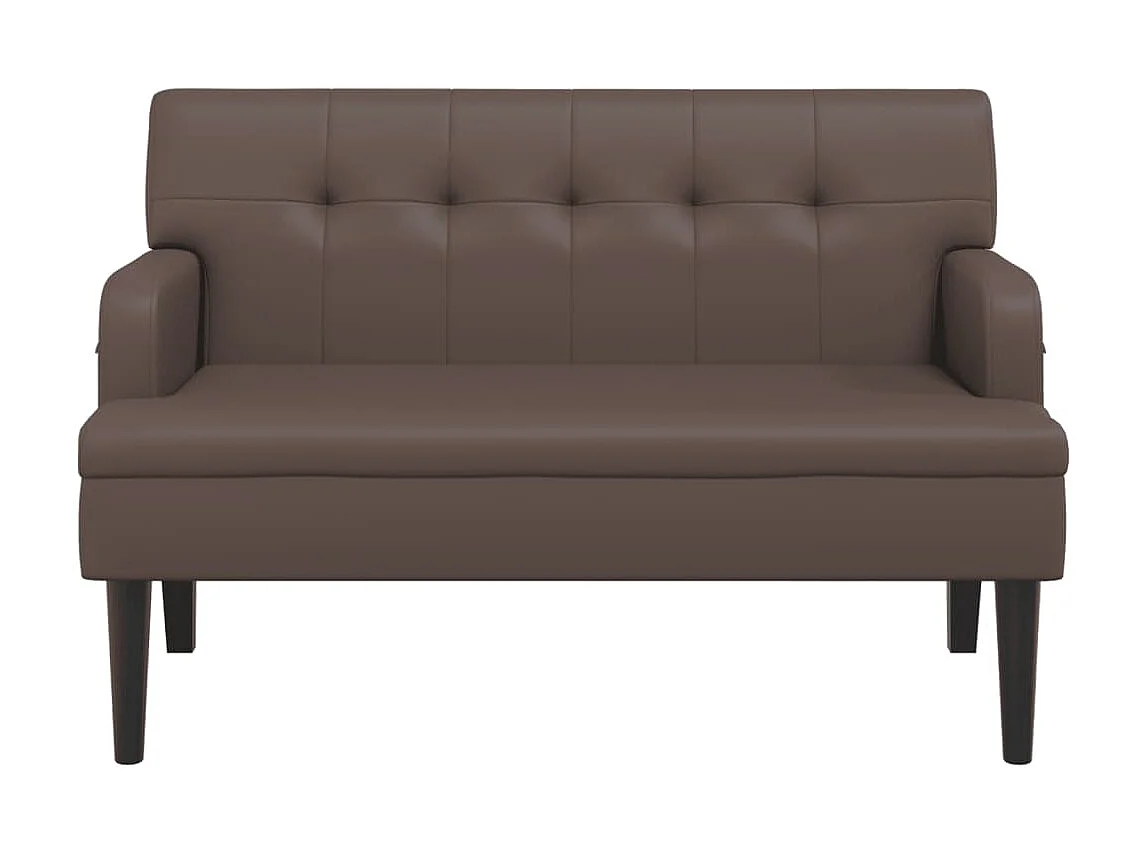 Banco com encosto 112x65,5x75 cm couro artificial castanho PT246998