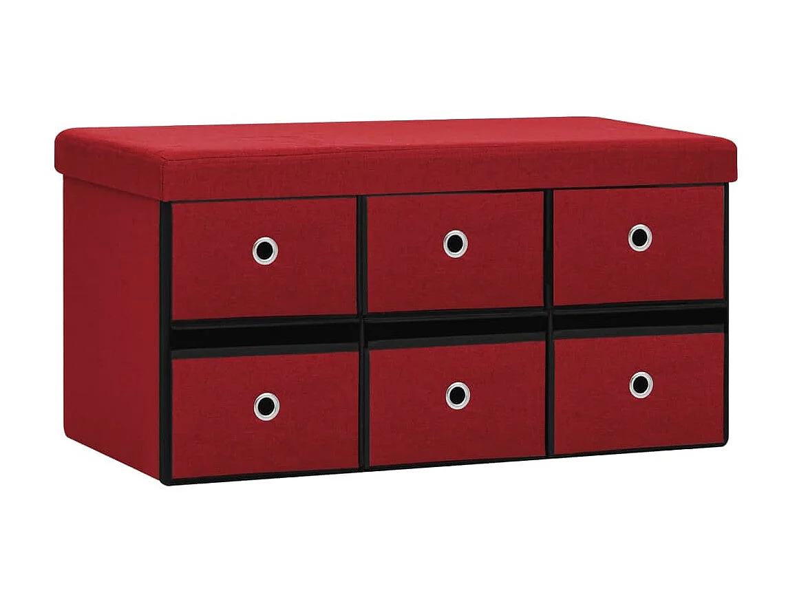 Banc de rangement pliable Bordeaux 76x38x38 cm Faux lin -ASAF84039