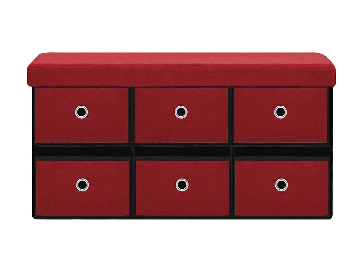 Banc de rangement pliable Bordeaux 76x38x38 cm Faux lin -ASAF84039