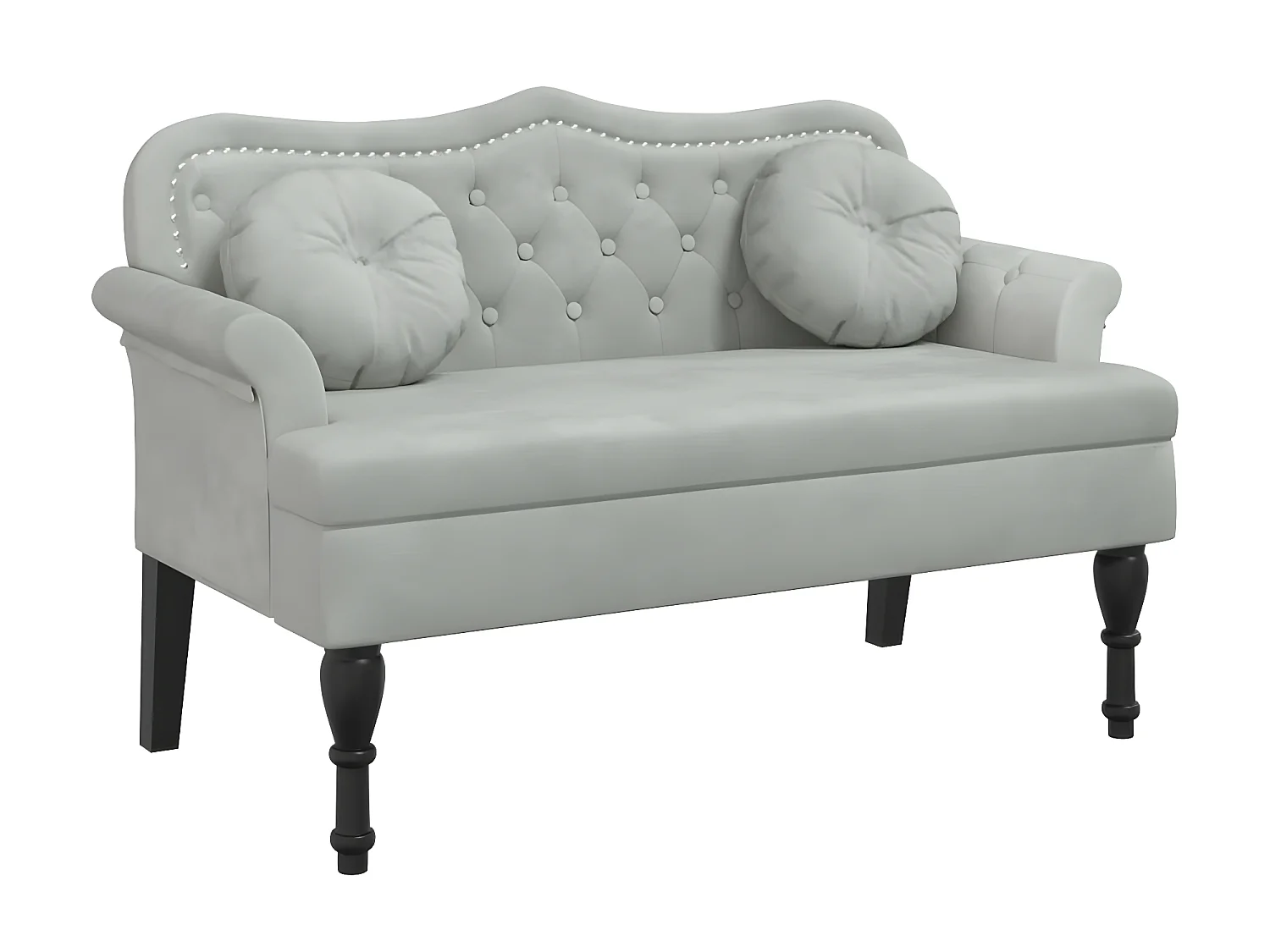 Banc avec coussins gris clair 120,5x65x75 cm velours -ASAF96713
