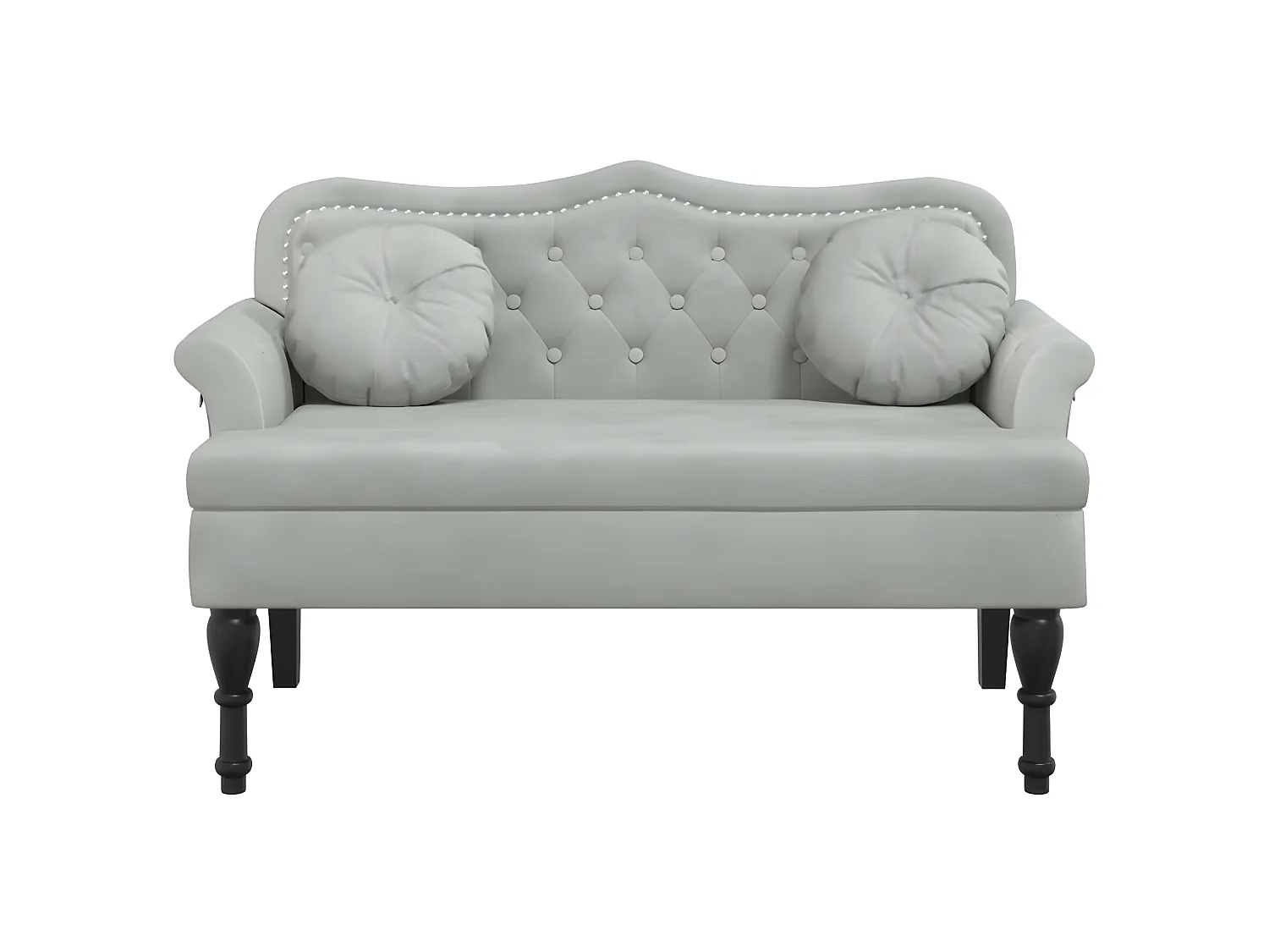 Banc avec coussins gris clair 120,5x65x75 cm velours -ASAF96713