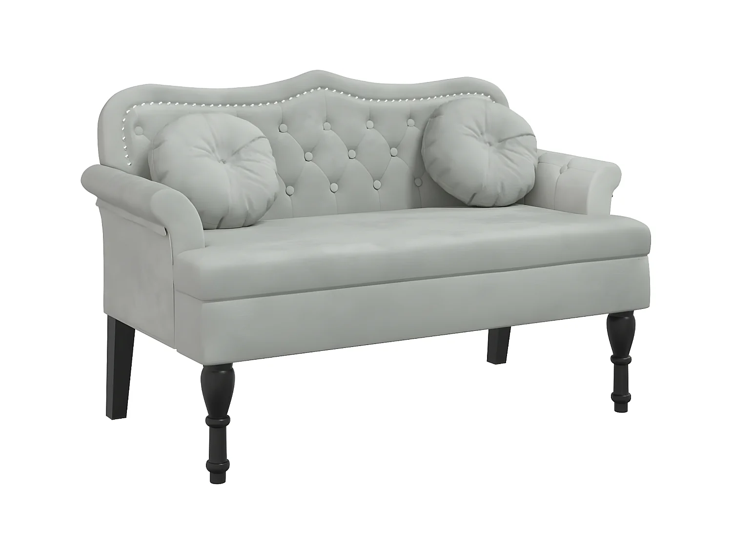 Banc avec coussins gris clair 120,5x65x75 cm velours -ASAF96713