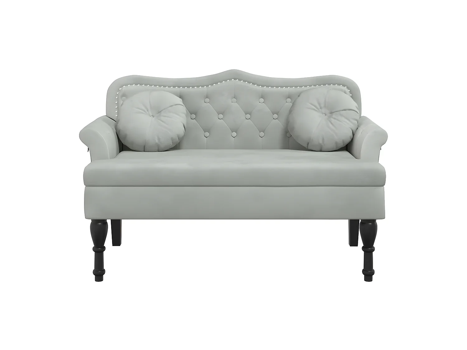 Banc avec coussins gris clair 120,5x65x75 cm velours -ASAF96713
