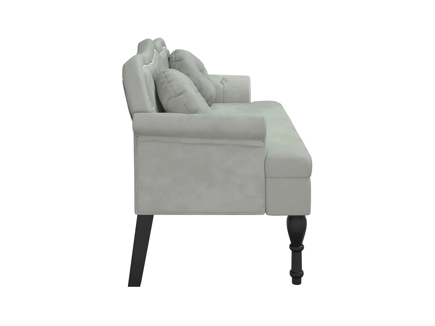 Banc avec coussins gris clair 120,5x65x75 cm velours -ASAF96713